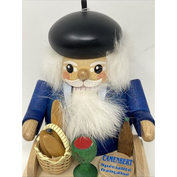 Richard Glasser Seiffen German Wooden Nutcracker French Man Wine & Cheese Bread - Picture 3 of 12